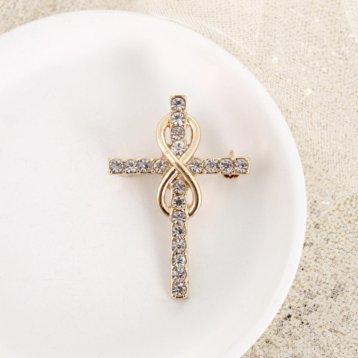 Crystal Infinity Cross Pin/Pendant