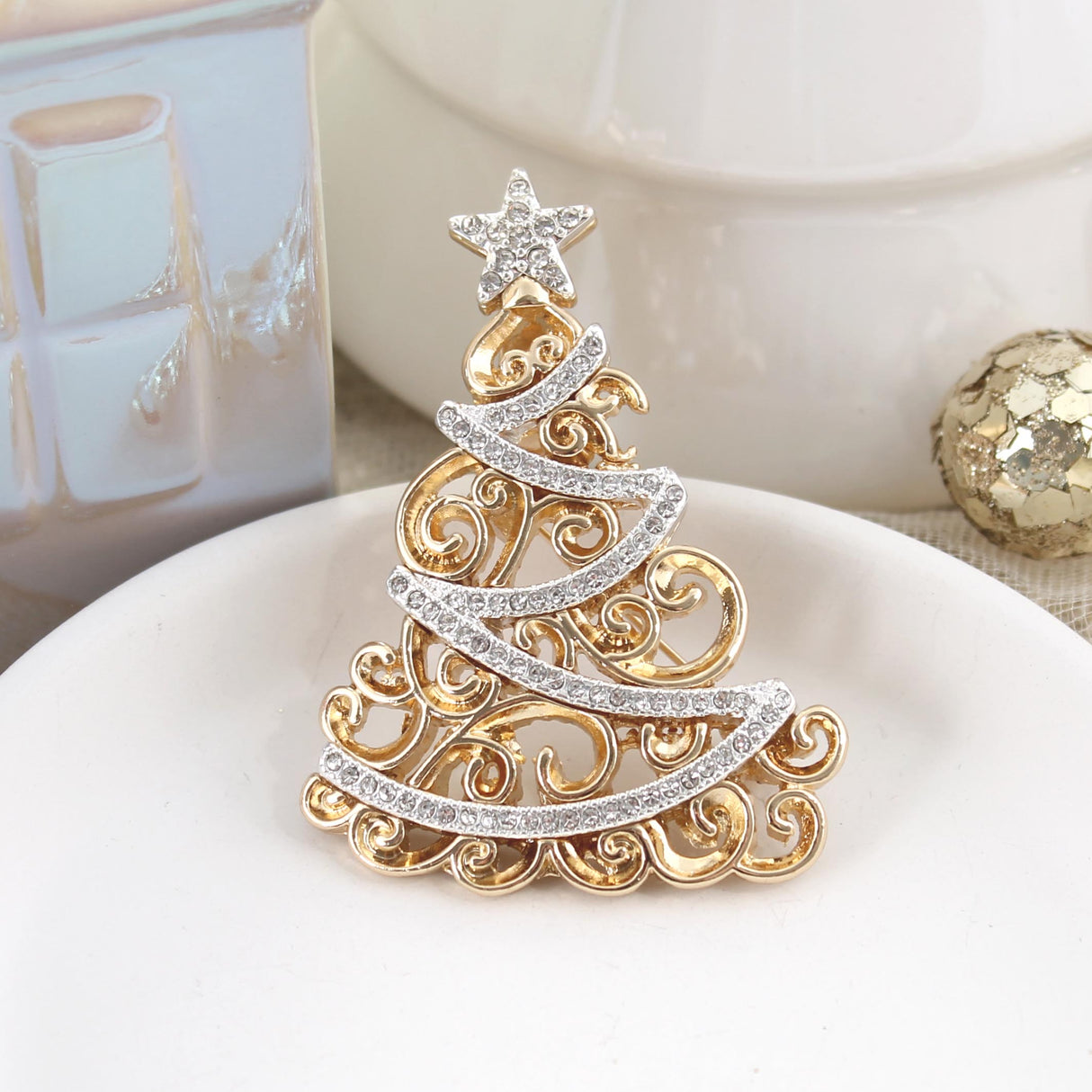 Gold & Silver Crystal Tree Pin/Pendant