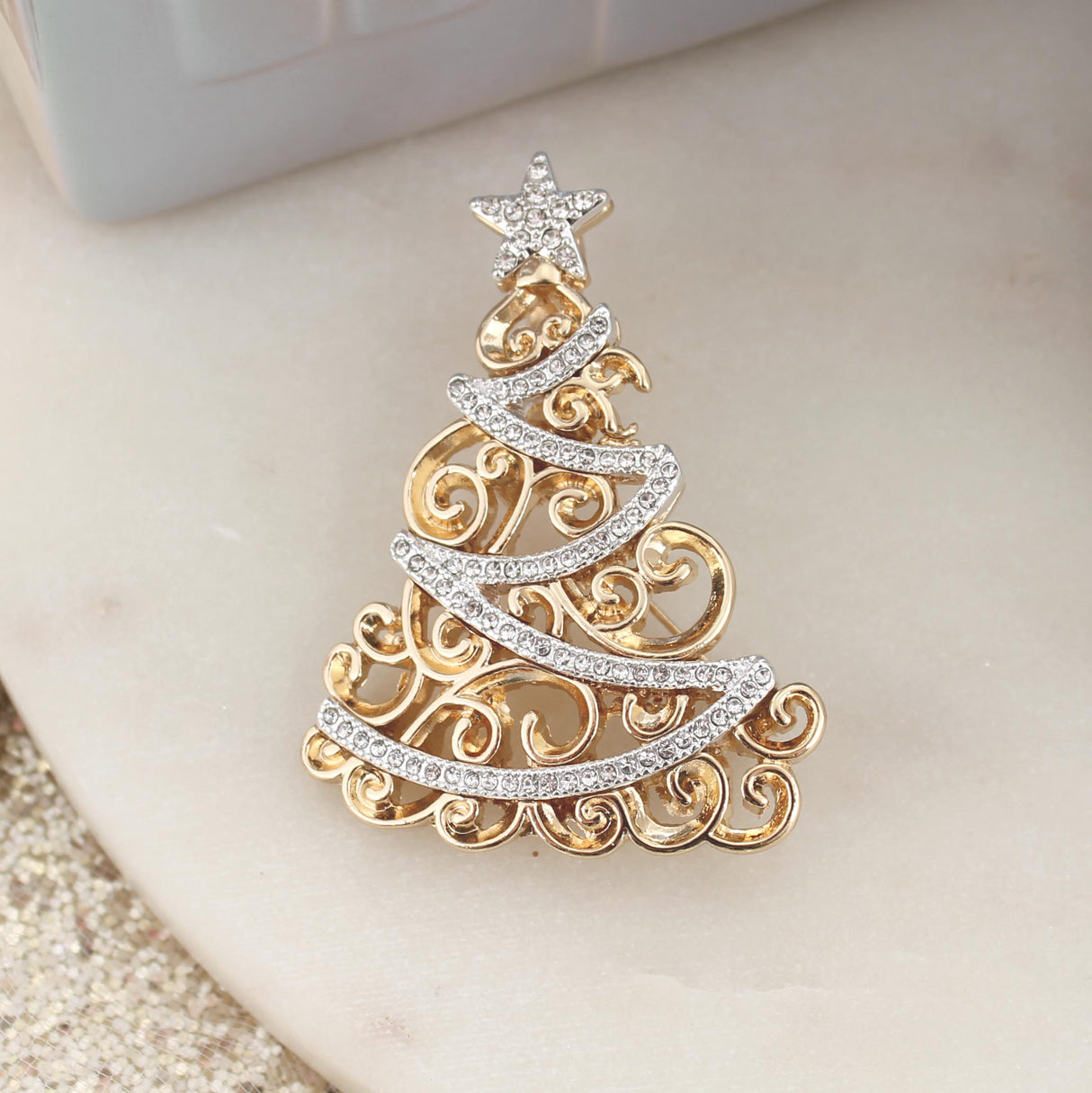 Gold & Silver Crystal Tree Pin/Pendant