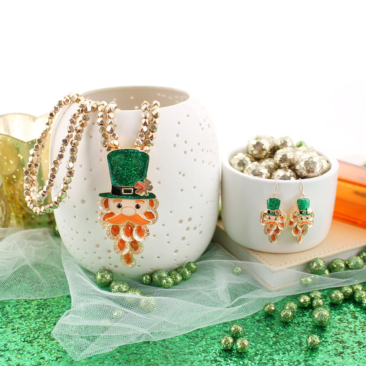 Dangle Beard Leprechaun Earrings