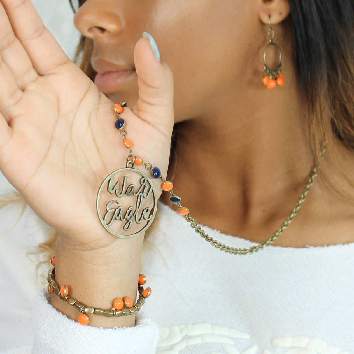 34” Auburn Vintage Style Cutout Slogan Necklace