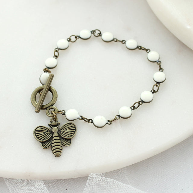 Vintage Bee & Enamel Dot Toggle Clasp Bracelet