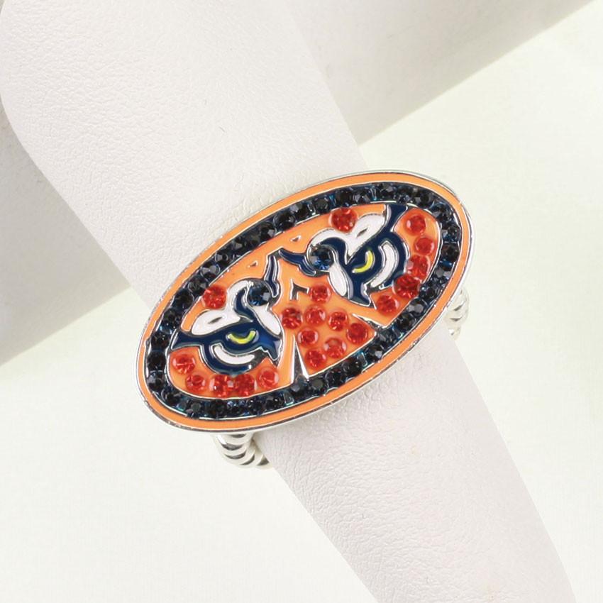 Auburn Crystal Logo Stretch Ring