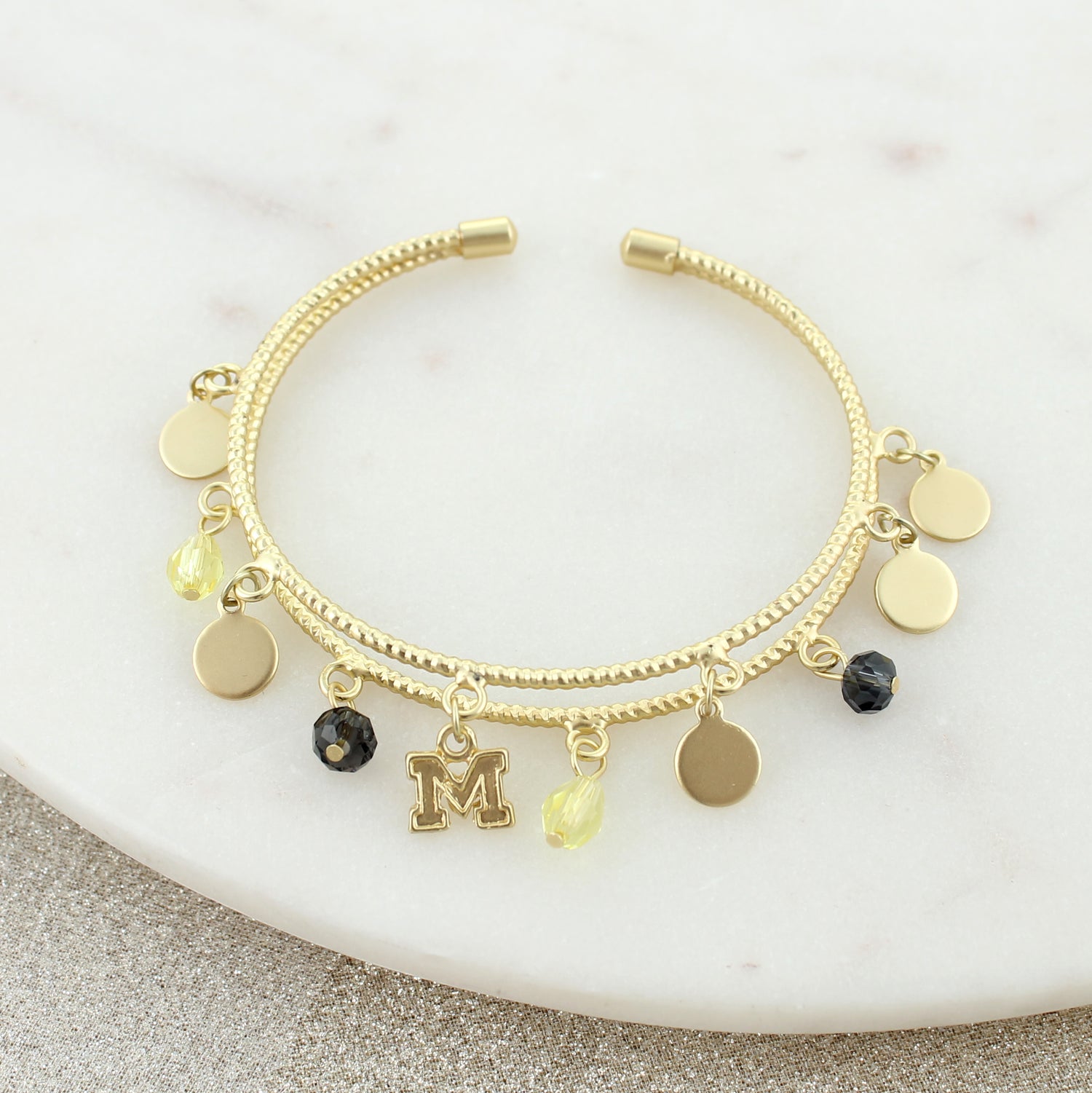 Michigan Logo Gold Cuff Bracelet