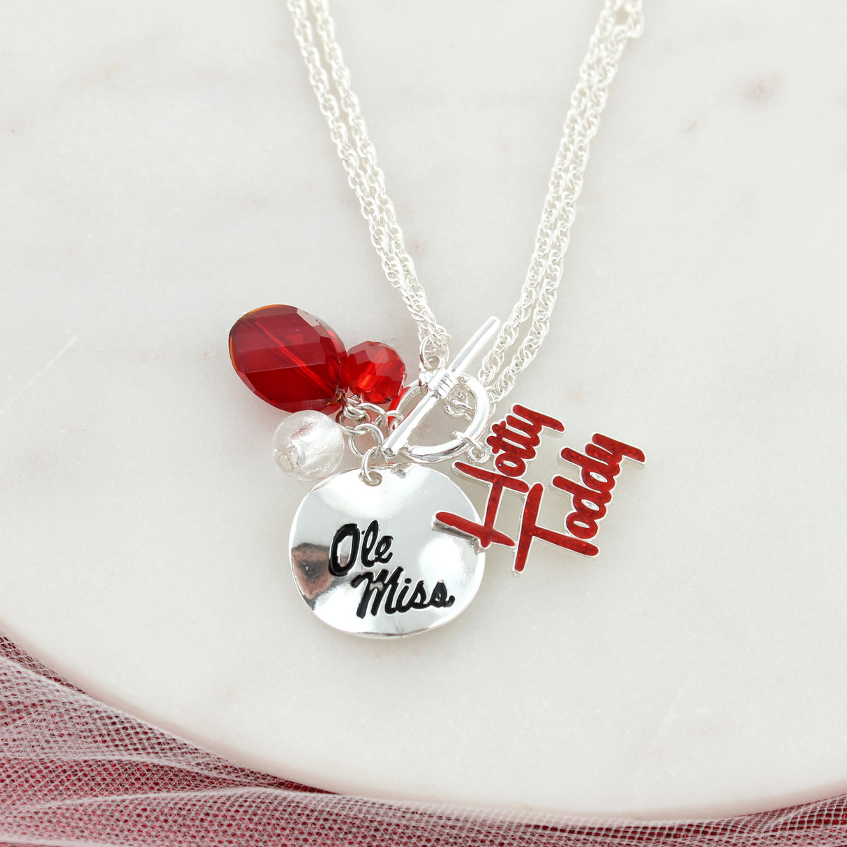 18 - 36” Mississippi Logo Disc & Slogan Cluster Convertible Necklace