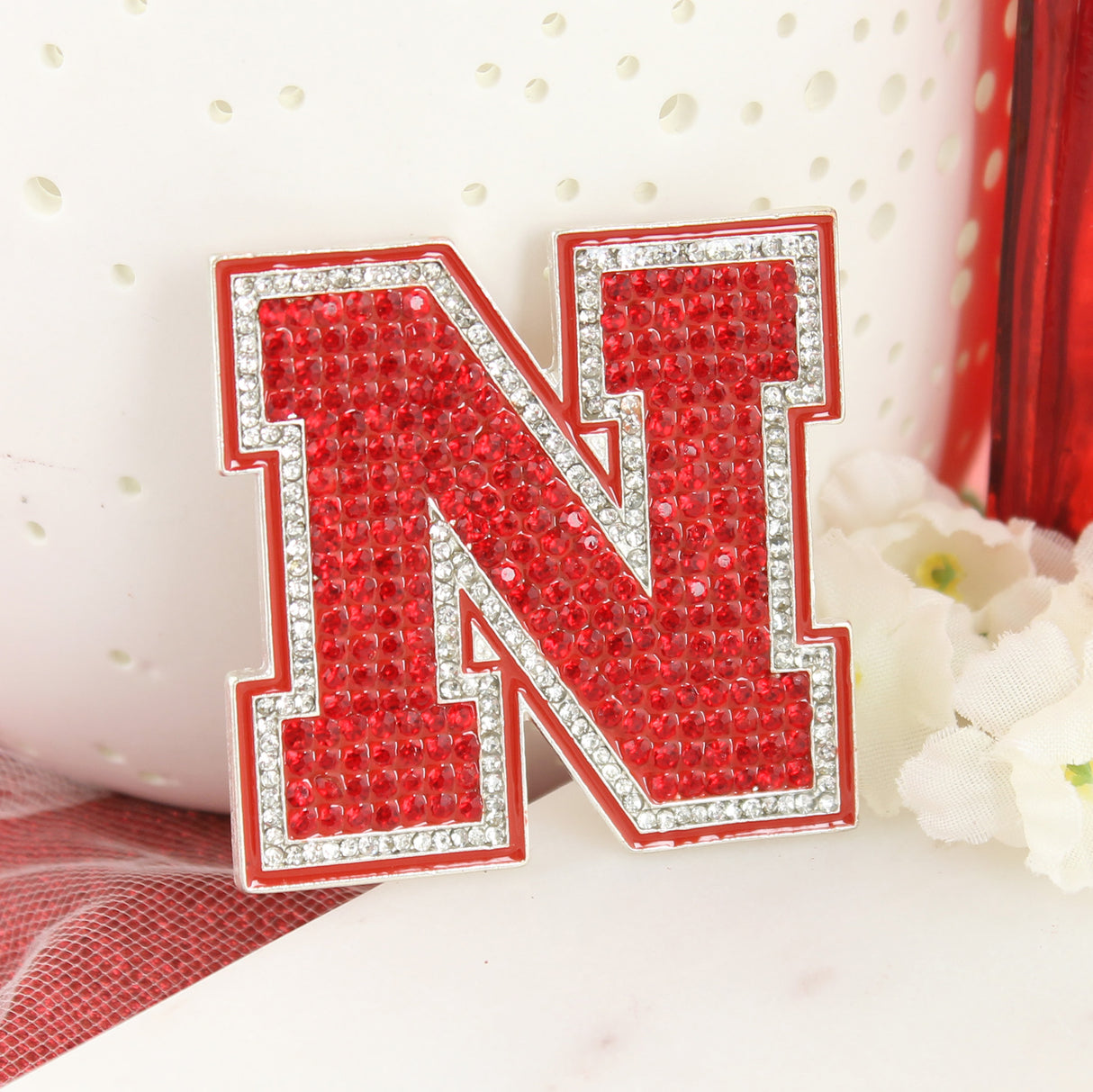 Nebraska Crystal Logo Pin