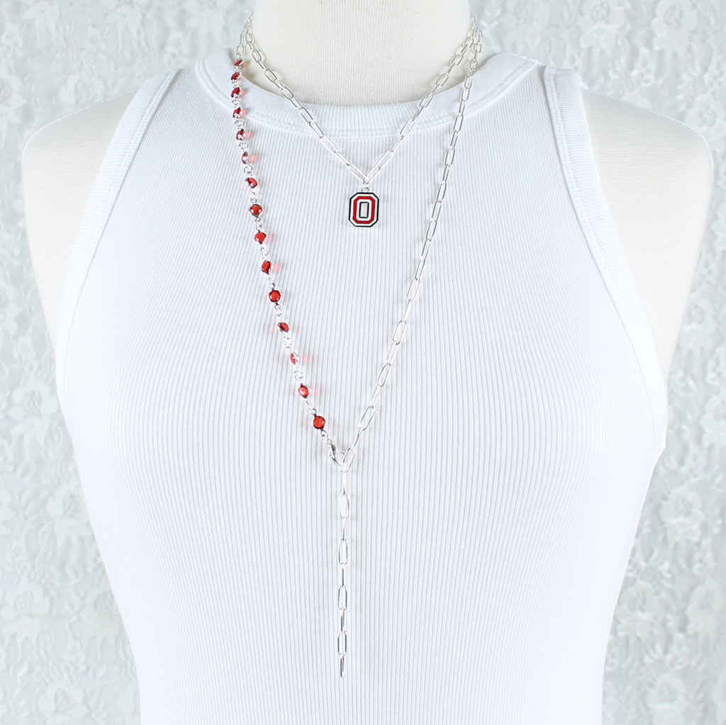 18 - 32” Ohio State Paperclip Chain & Enamel Logo Necklace Set