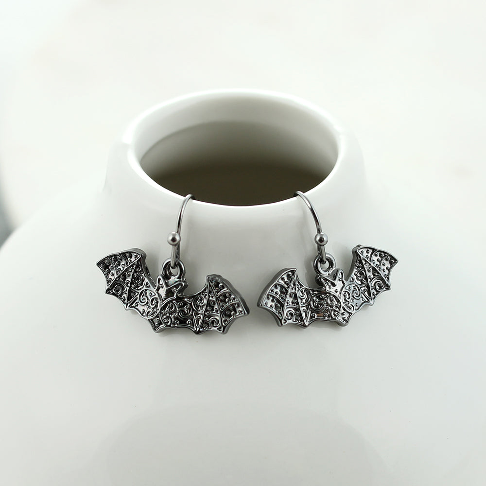 Gunmetal Bat Earrings