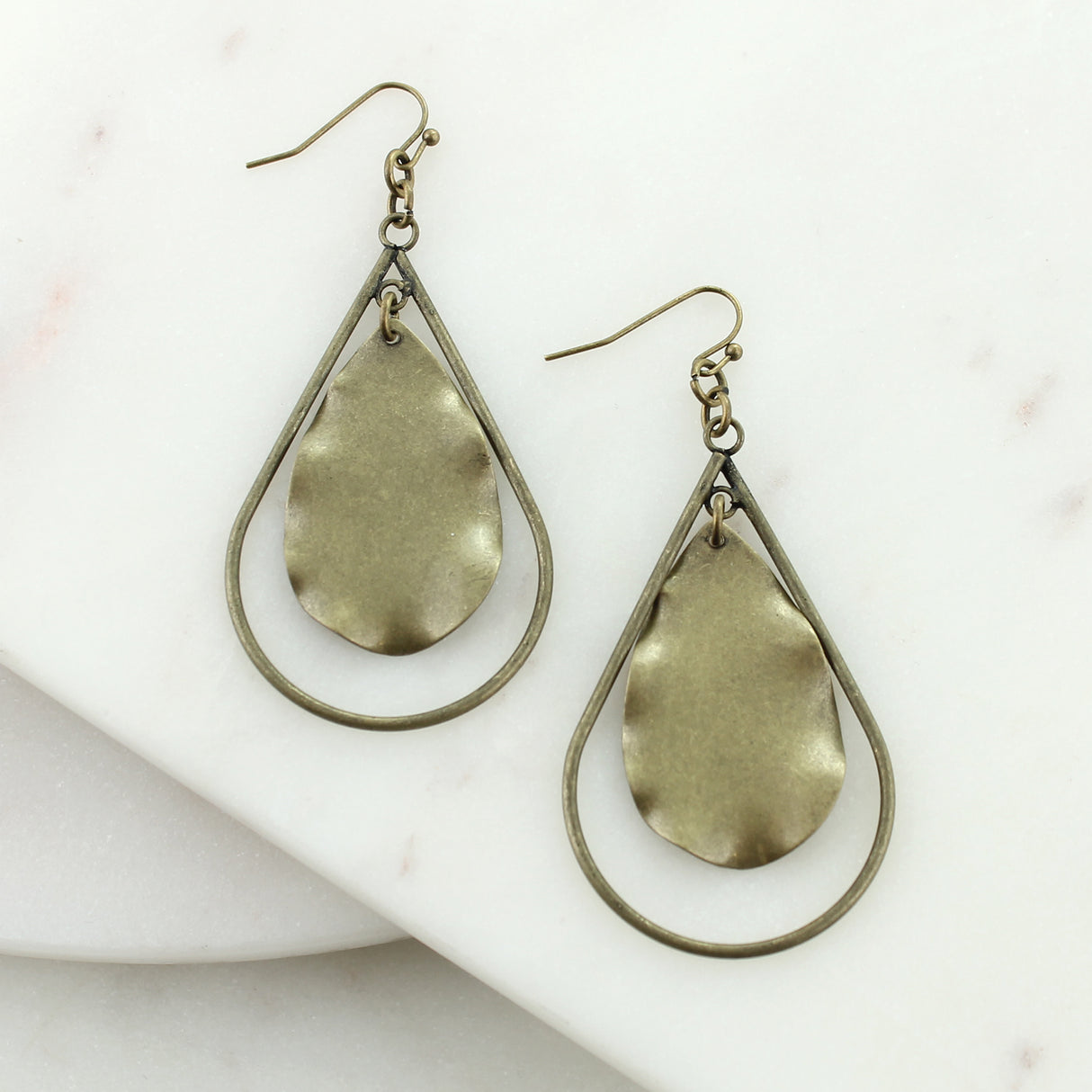 Vintage Finish Teardrop Earrings