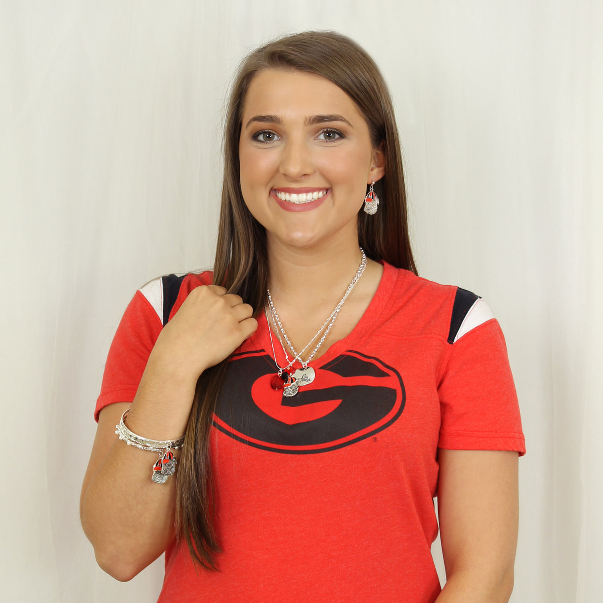 Georgia Enamel Logo & Pearl Bracelet