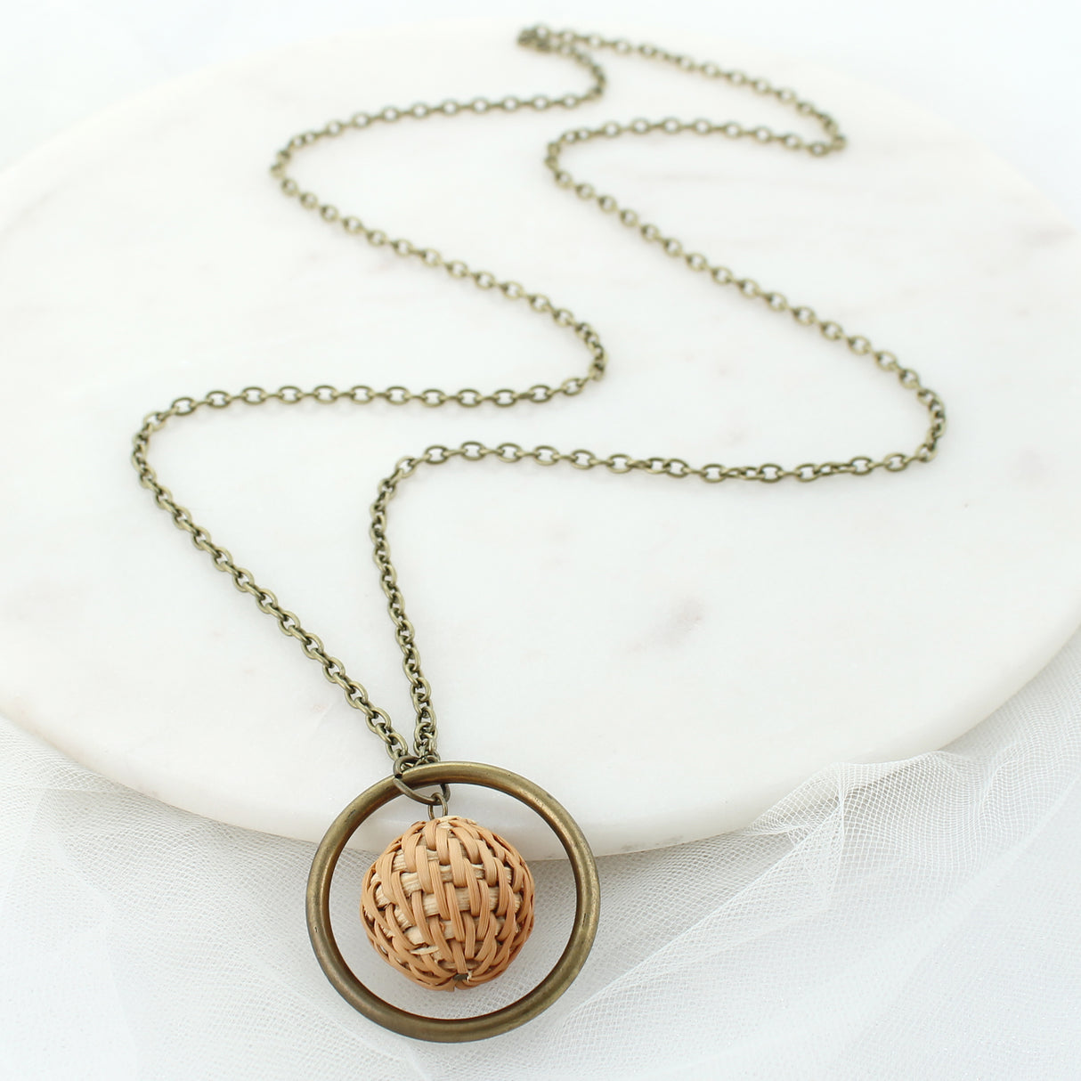 36” Wicker Ball Loop Necklace