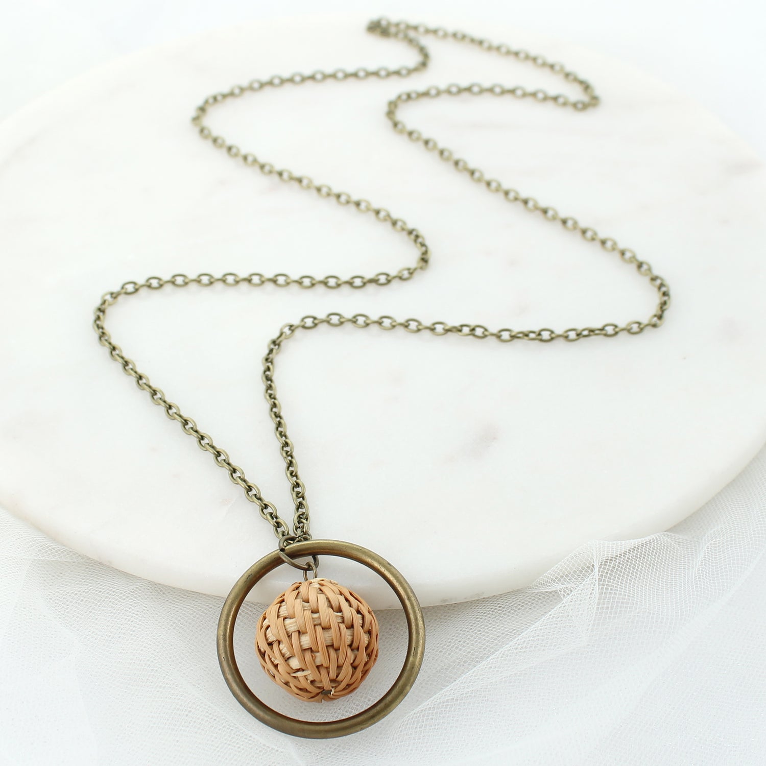 36” Wicker Ball Loop Necklace