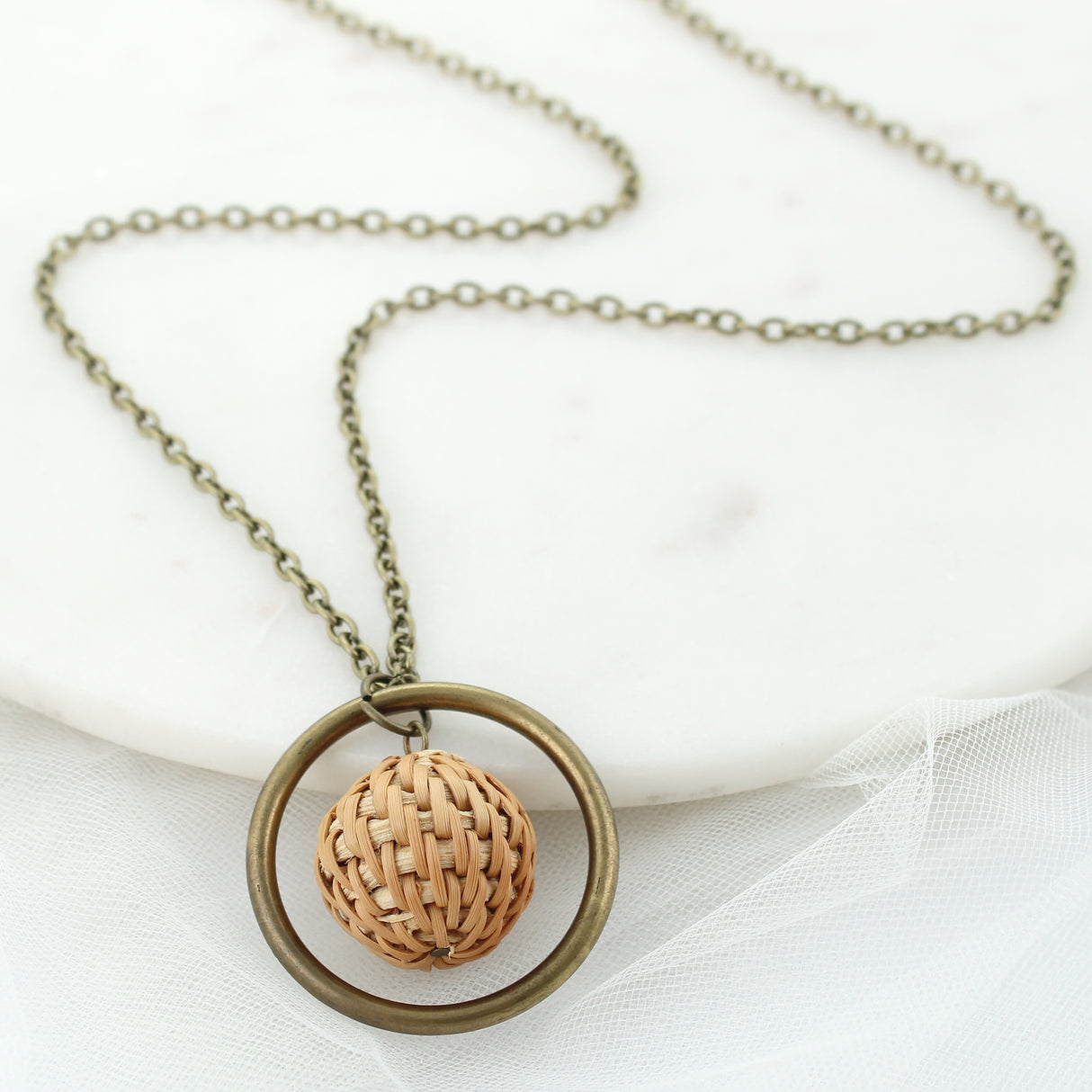 36” Wicker Ball Loop Necklace