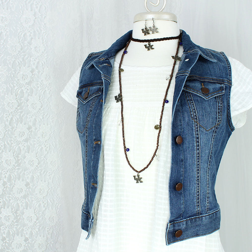 Kentucky Wood Bead Stretch Necklace/Bracelet