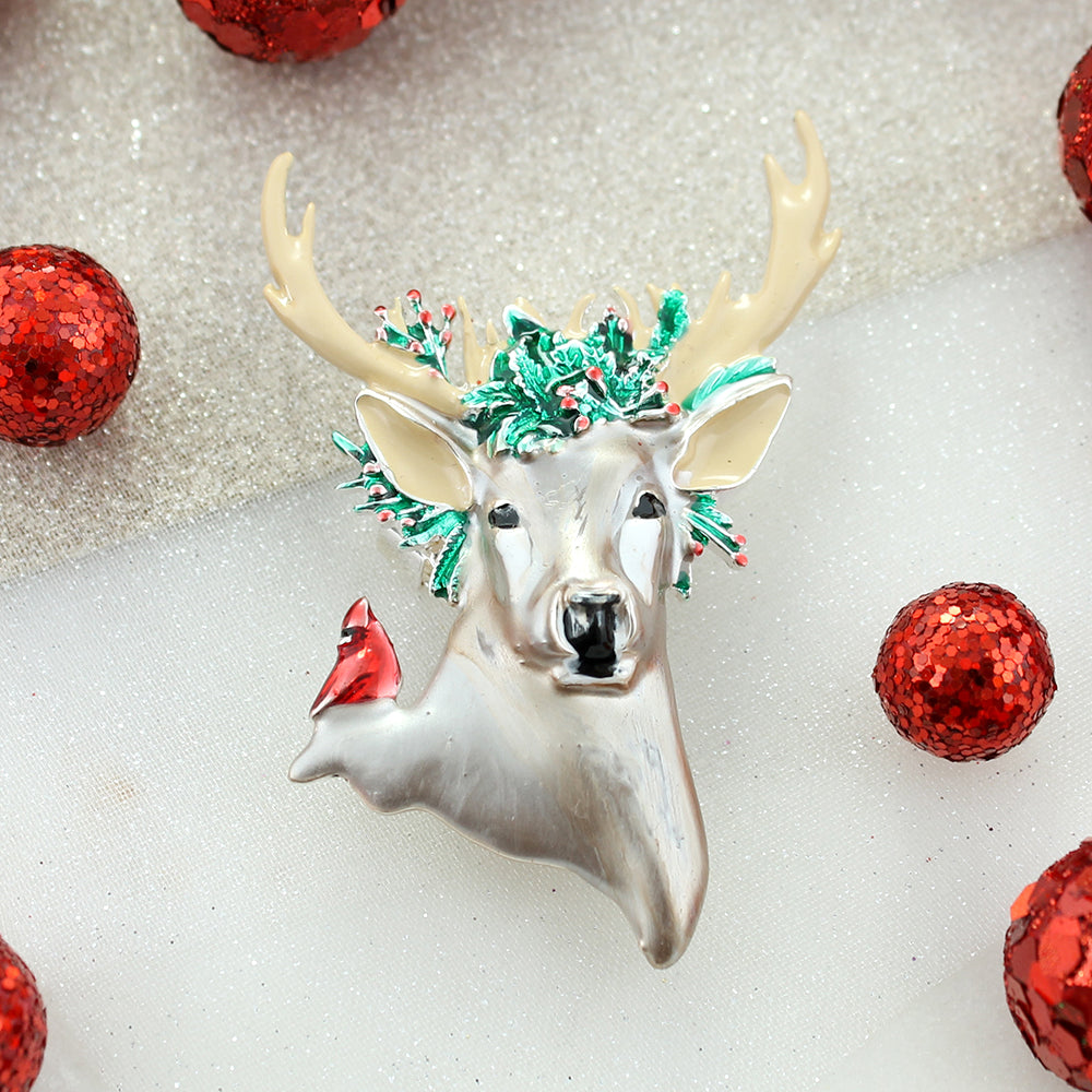Enamel Reindeer Head Christmas Pin/pendant