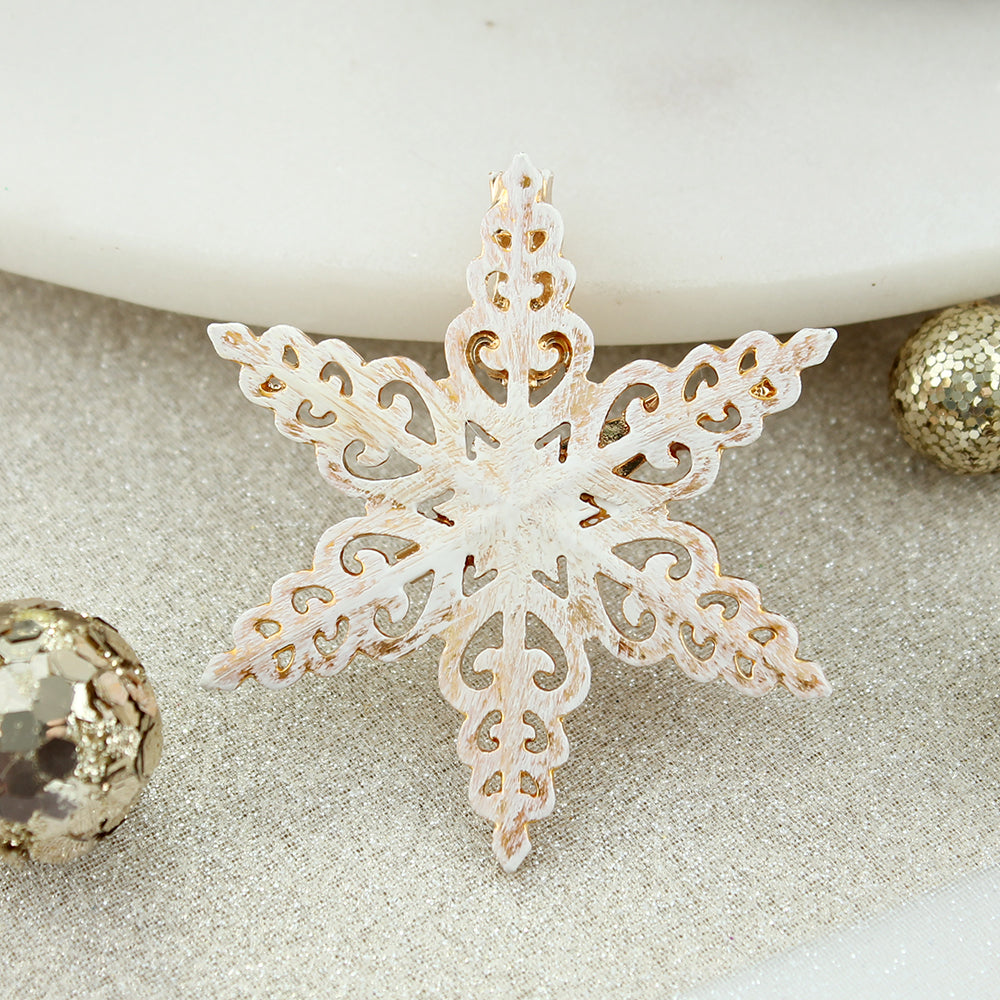 Gold Rustic Snowflake Christmas Pin/Pendant