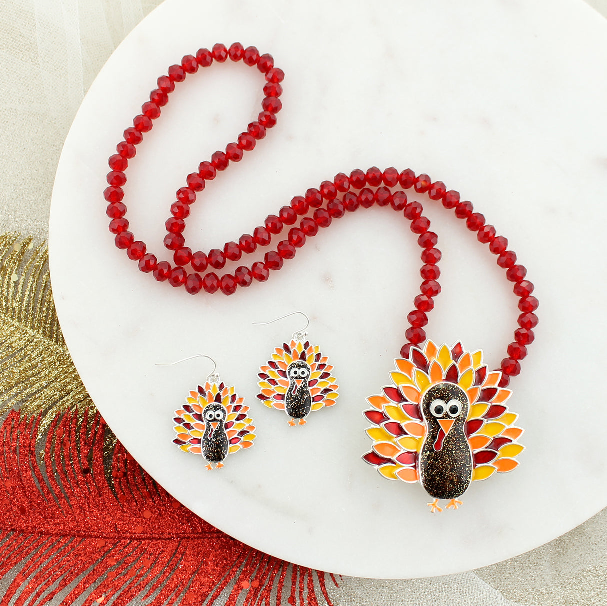 Enamel Turkey Thanksgiving Earrings