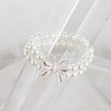 Crystal Bow & Pearl Stretch Bracelet