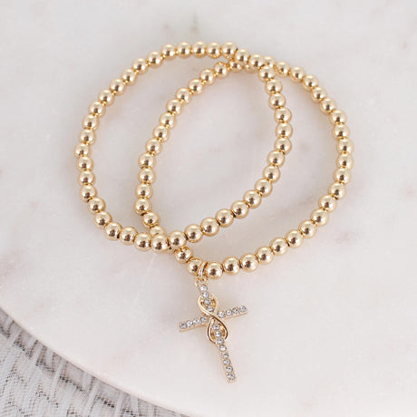 Crystal Infinity Cross Stretch Bracelet