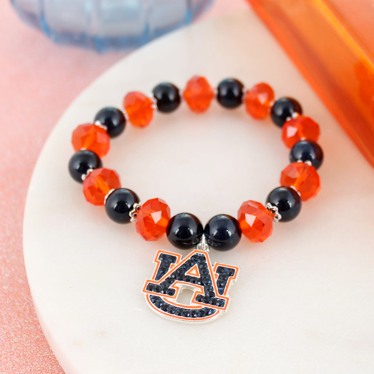 Auburn Crystal Stretch Bracelet w/ Crystal Logo