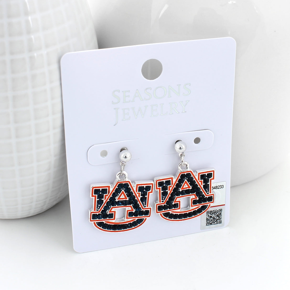 Auburn Crystal Logo Earrings