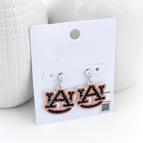 Auburn Crystal Logo Earrings