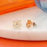 Auburn Shiny Gold Logo Stud Earrings