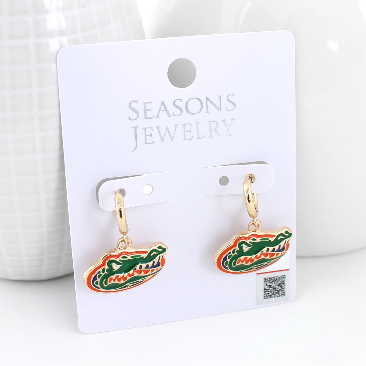 Florida Huggie Hoop Earrings w/ Enamel Logo