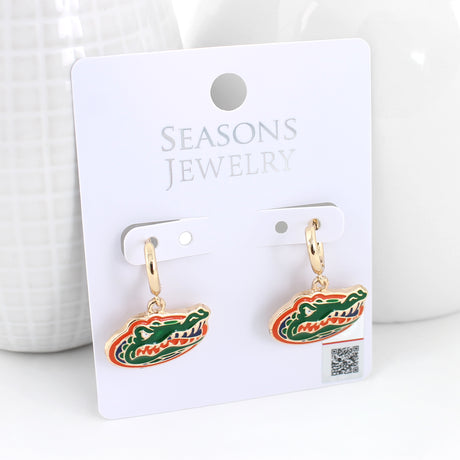 Florida Huggie Hoop Earrings w/ Enamel Logo