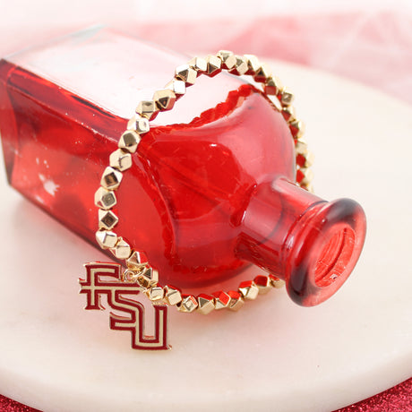 Florida State Gold Stretch Bracelet w/Enamel Logo