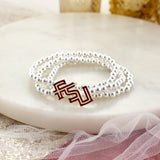 FSU Glitter Enamel Logo Stretch Bracelet Set