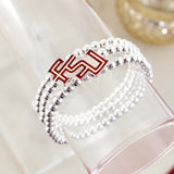 FSU Glitter Enamel Logo Stretch Bracelet Set