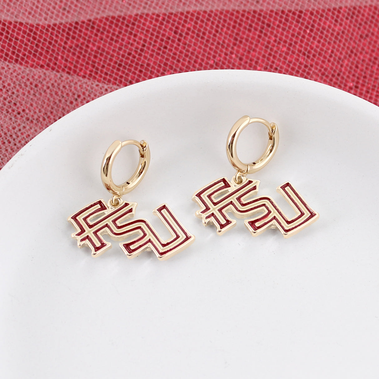 Florida State Huggie Hoop Earrings w/ Enamel Logo