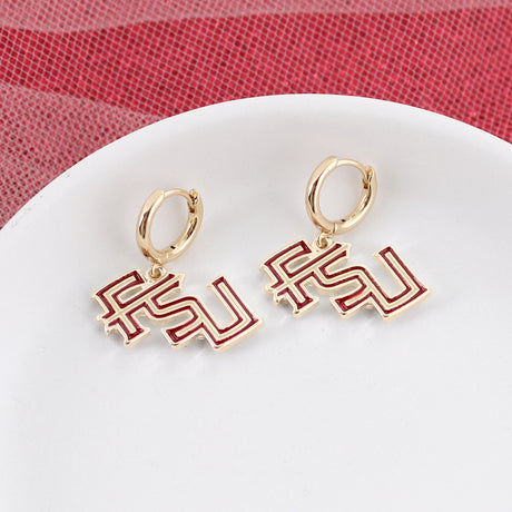 Florida State Huggie Hoop Earrings w/ Enamel Logo