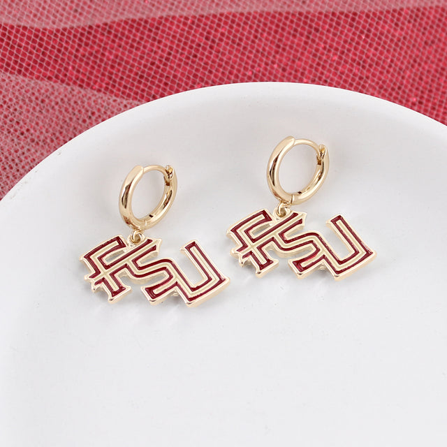 Florida State Huggie Hoop Earrings w/ Enamel Logo