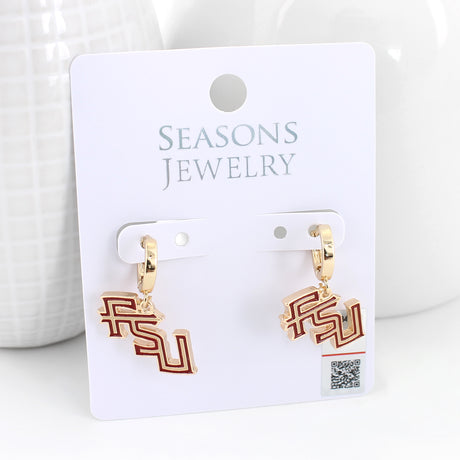 Florida State Huggie Hoop Earrings w/ Enamel Logo