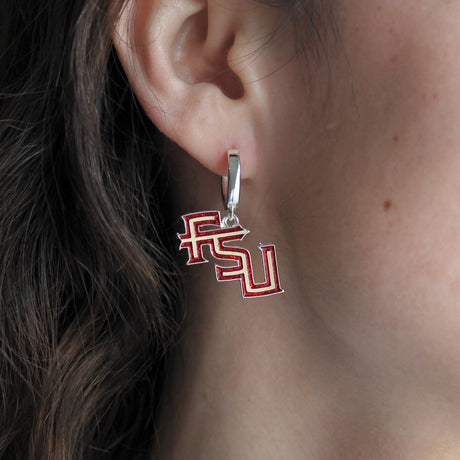 FSU Glitter Enamel Logo Huggie Hoop Earrings