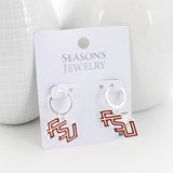 FSU Glitter Enamel Logo Huggie Hoop Earrings