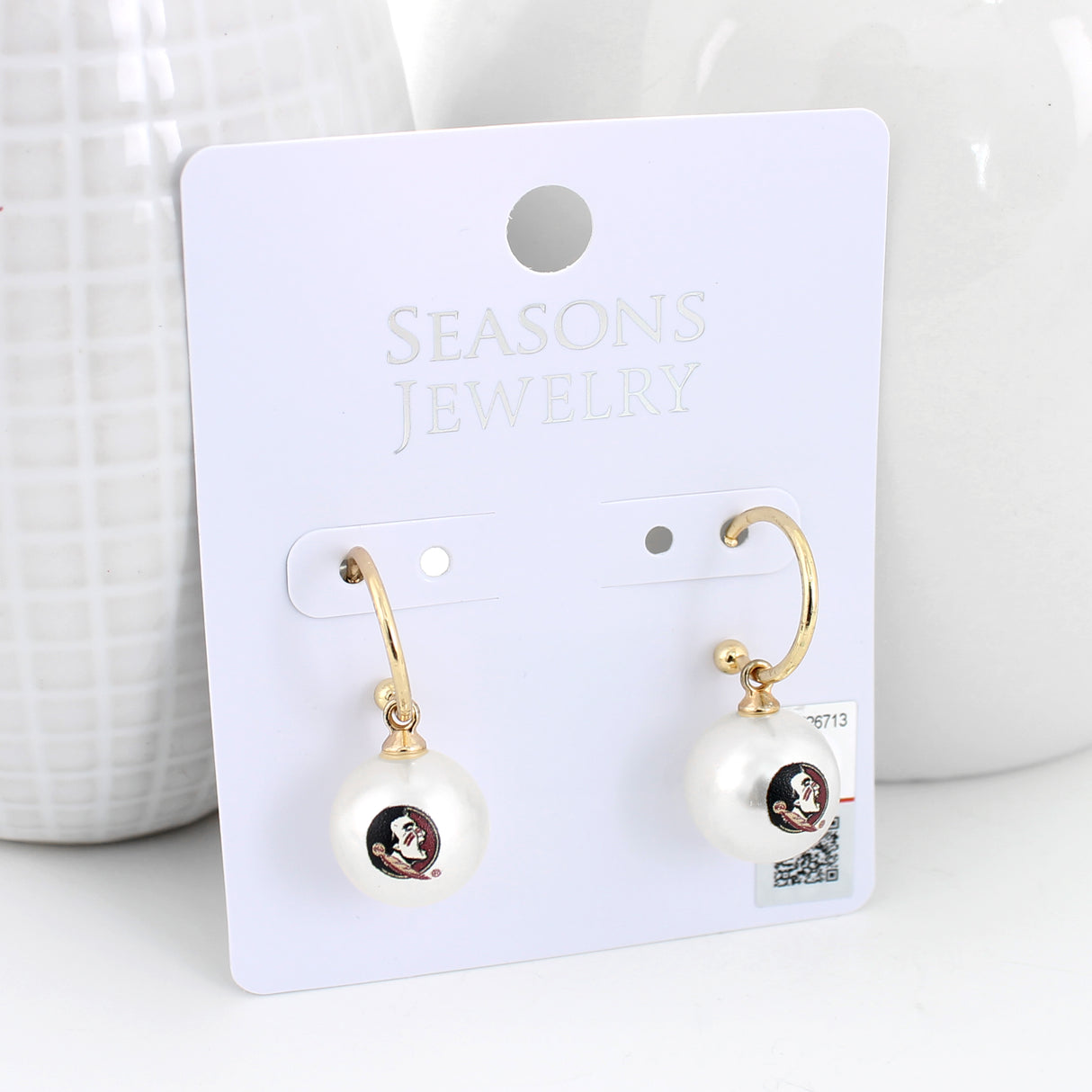 Florida State Pearl Logo Hoop Earrings