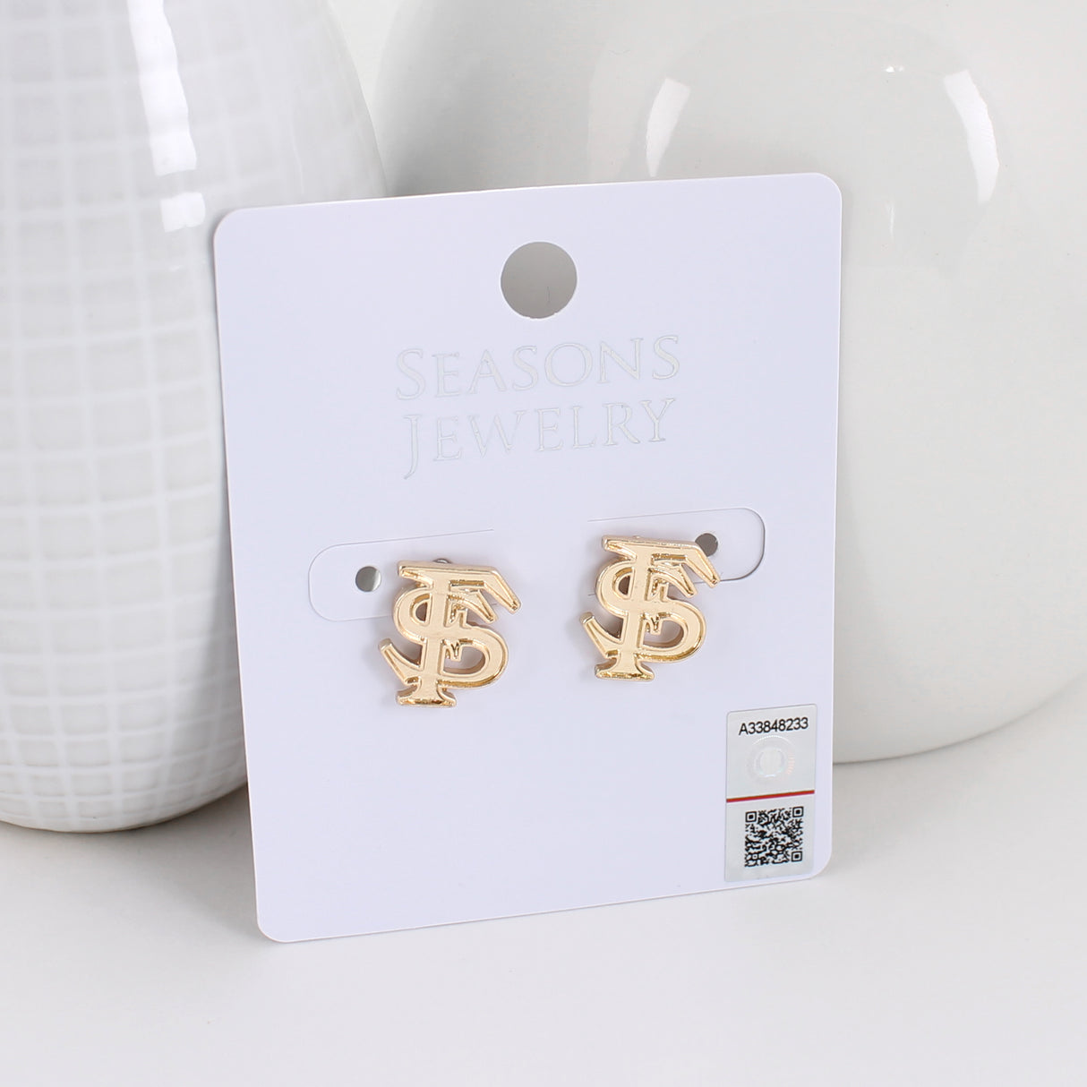 Florida State Shiny Gold Logo Stud Earrings