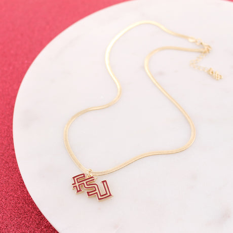 Florida State Gold & Enamel Logo Necklace