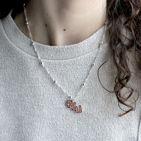 FSU Glitter Enamel Logo Necklace