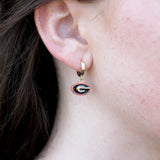 Georgia Huggie Hoop Earrings w/ Enamel Logo