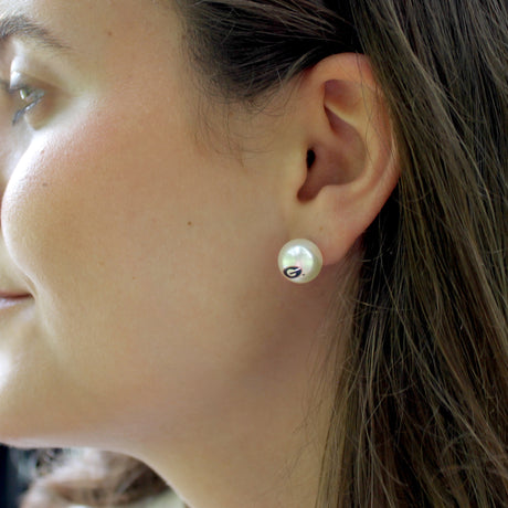 Georgia Southern Logo Pearl Stud Earrings