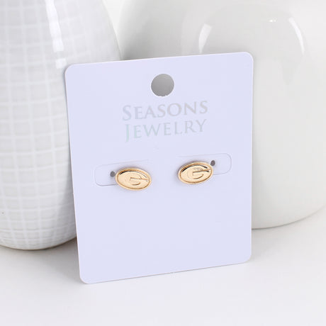 Georgia Shiny Gold Logo Stud Earrings