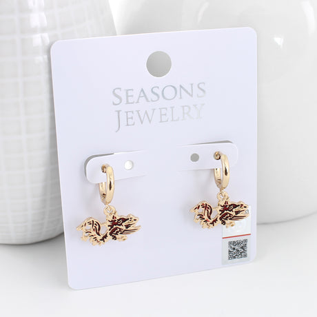South Carolina Gold Huggie Hoop Earrings w/ Enamel Logo
