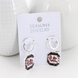 South Carolina Glitter Enamel Logo Huggie Hoop Earrings