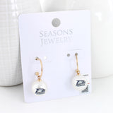 Georgia Southern Logo Pearl Hoop Earrings