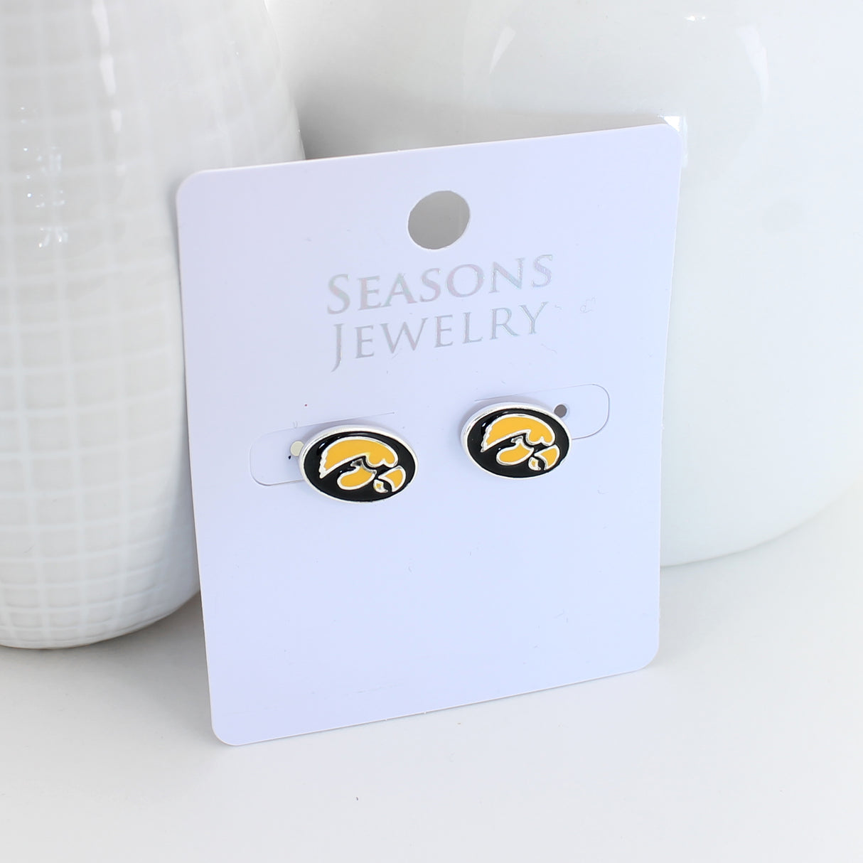Iowa Enamel Logo Stud Earrings