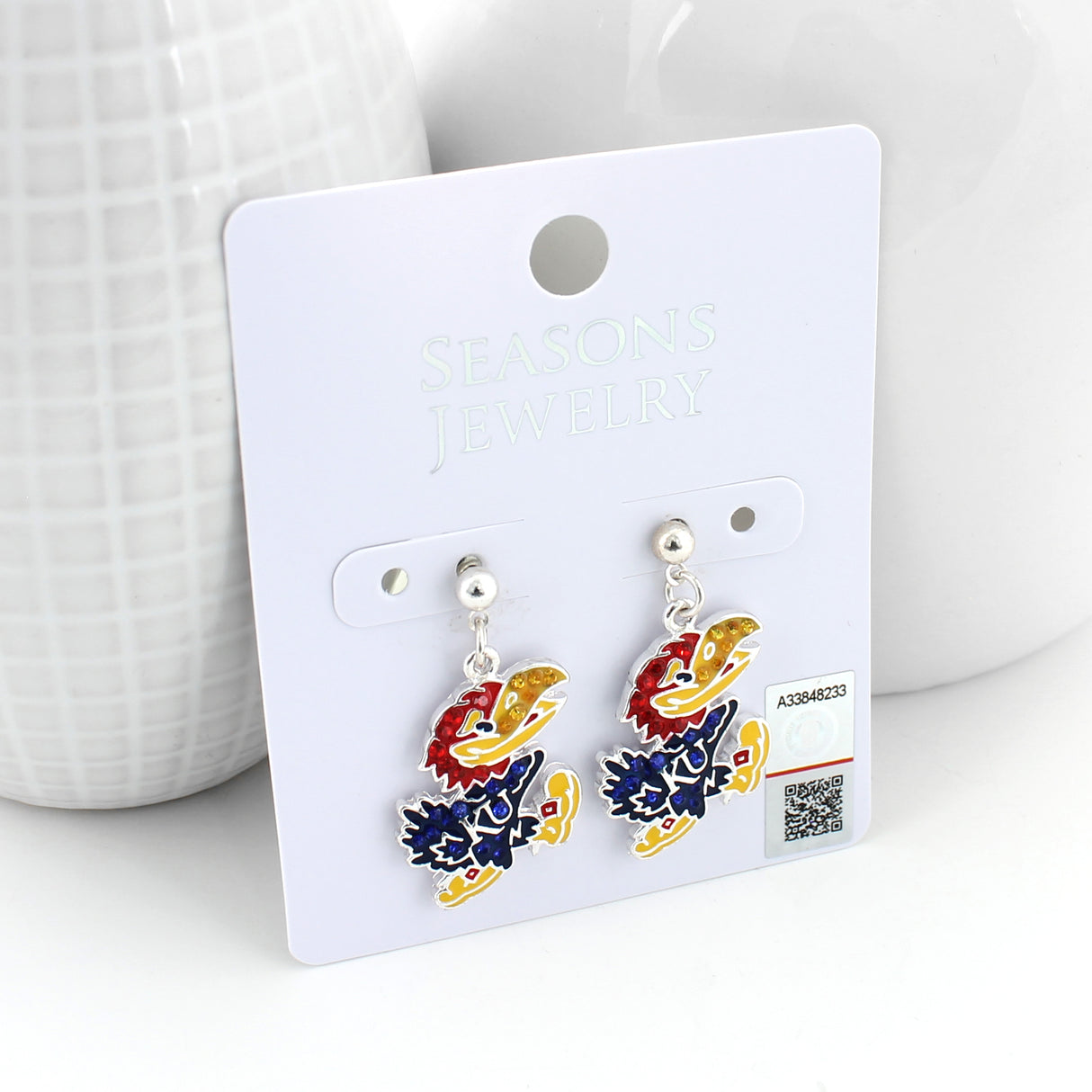 Kansas Crystal Logo Earrings